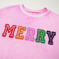 Sachet Pink Merry Letter Pattern Plush Pullover
