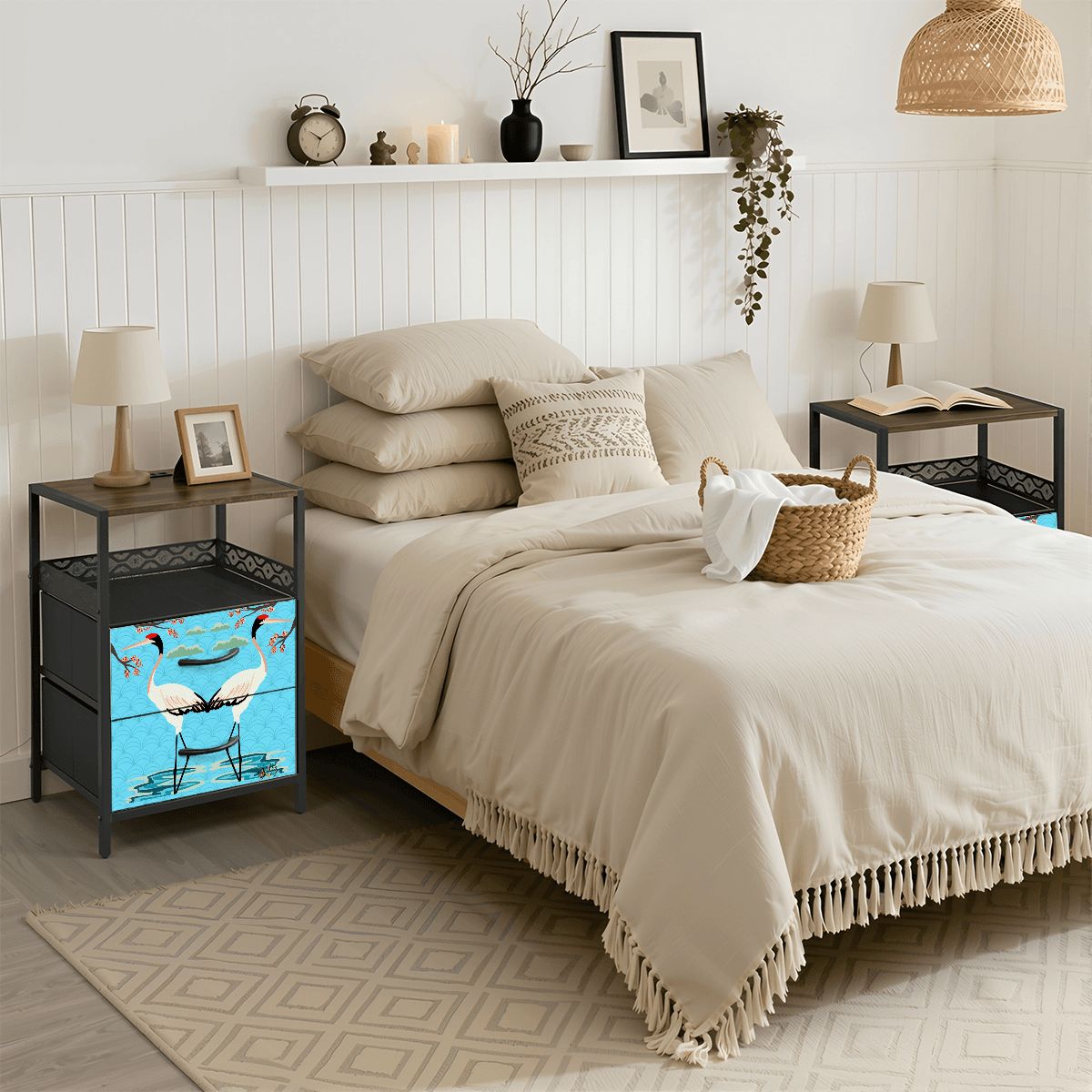 2 Drawer Side Table - Cranes