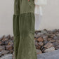 Vineyard Green Mineral Wash Tiered Wide Leg Patchwork Drawstring Pants