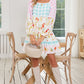 Pink Boho Floral and Plaid Patchwork Ricrac Lantern Sleeve Dress