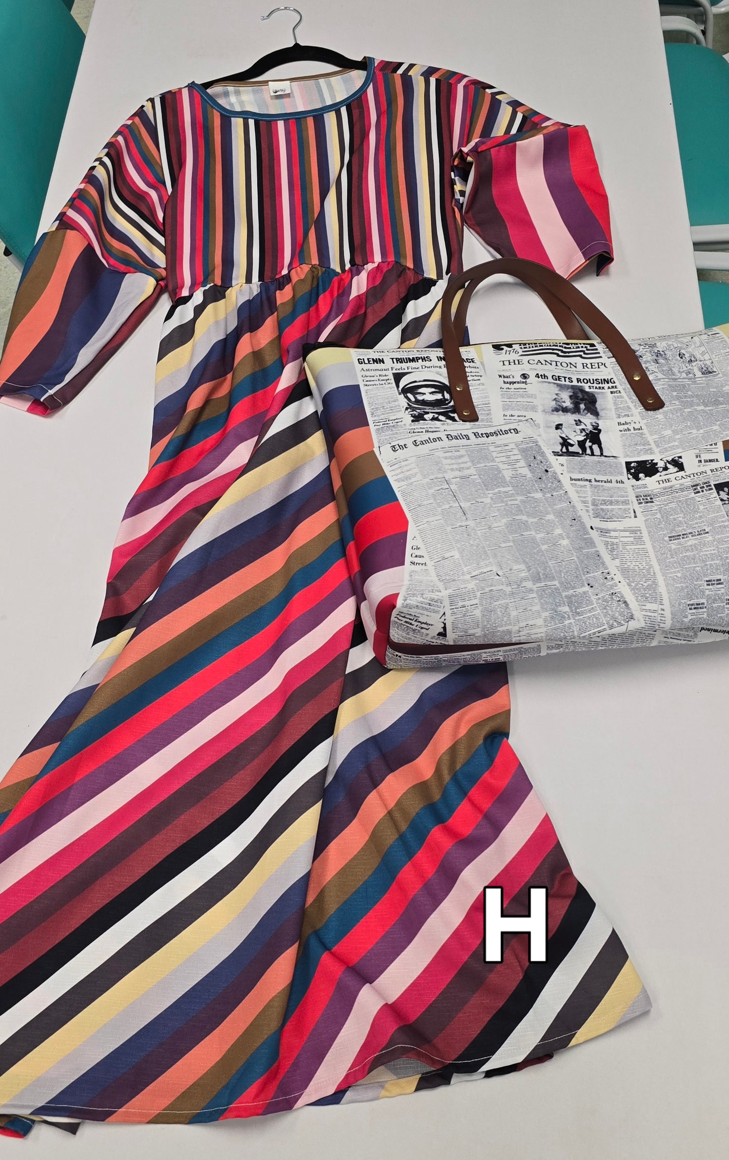 City Stripe & Newsprint Women's Tote Bag | Diving Cloth