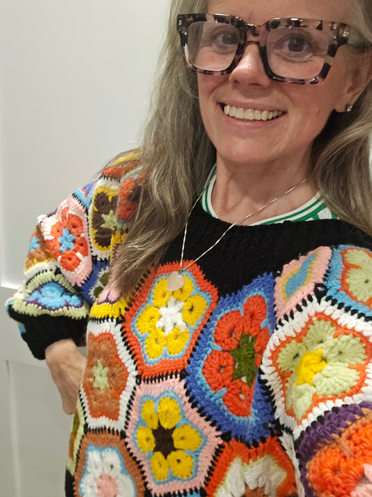 Oversized Granny Square Crocheted sweater