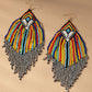 6.5 inch Aztec seed bead statement drop earrings