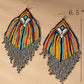 6.5 inch Aztec seed bead statement drop earrings