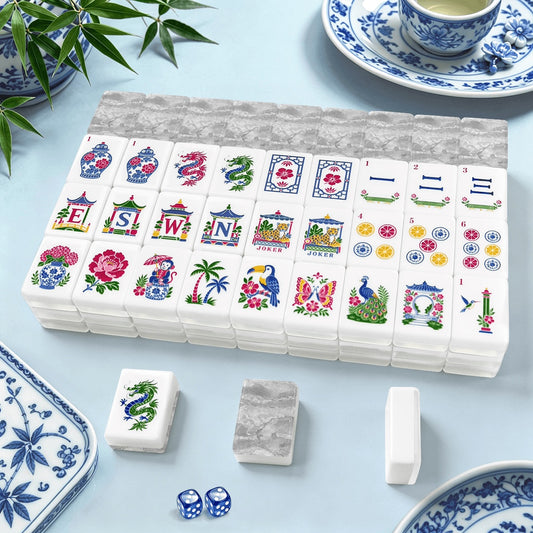 American Mahjong Tiles (Traditional Porcelain Style) Geode Series 1 white marble