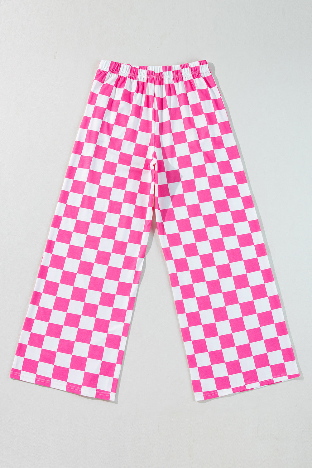 Bonbon Checkered Print High Waist Wide Leg Pants