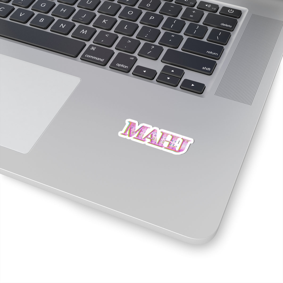MAHJ Pink Retro Name Sticker — Kiss-Cut Decorative Laptop Sticker