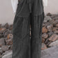 Vineyard Green Mineral Wash Tiered Wide Leg Patchwork Drawstring Pants