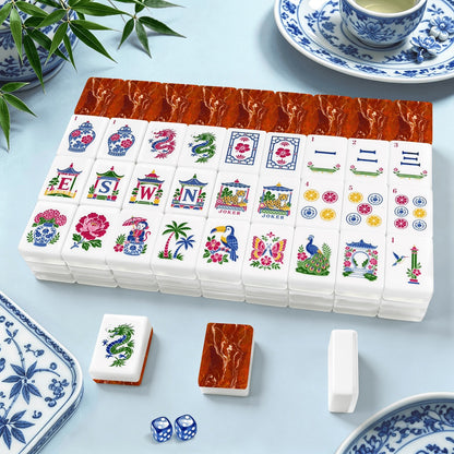 American Mahjong Tiles (Traditional Porcelain Style) Geode Series 1 Red fires