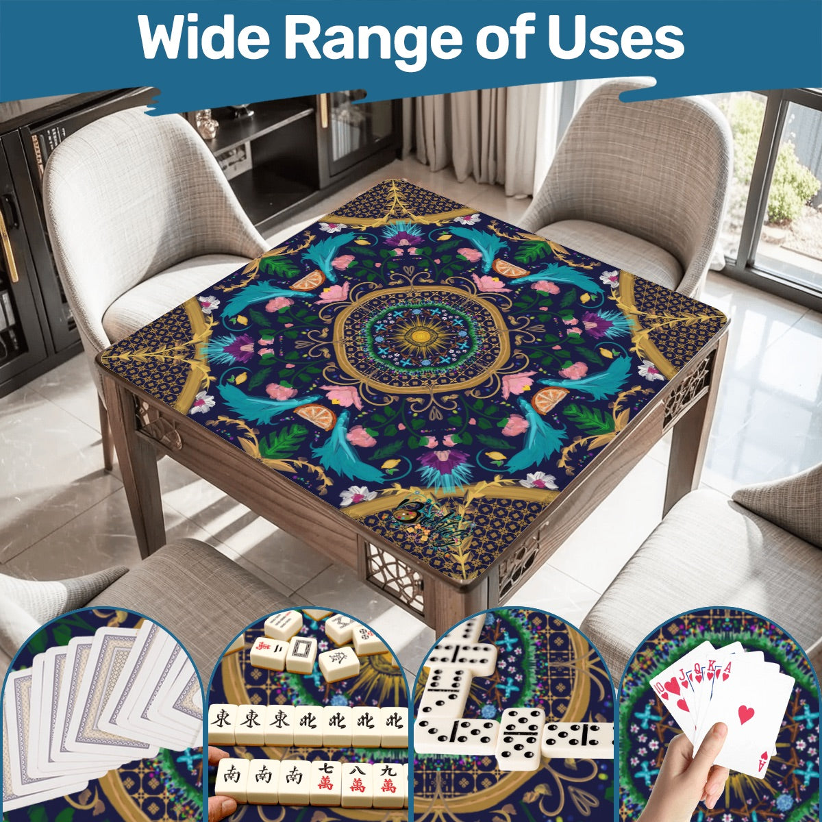 2026 Summer design in Navy-Mahjong Mat 31.5"x31.5" (Ship Rolled up)