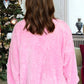 Sachet Pink Merry Letter Pattern Plush Pullover