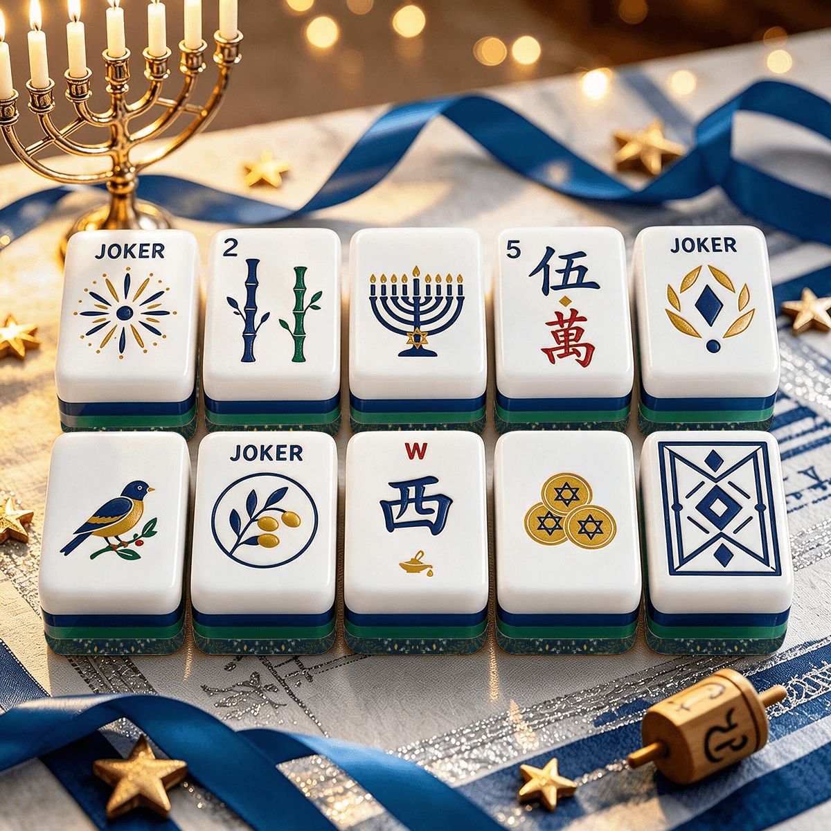 Heritage Hanukkah Mahjong Tiles -Peaceful Holiday
