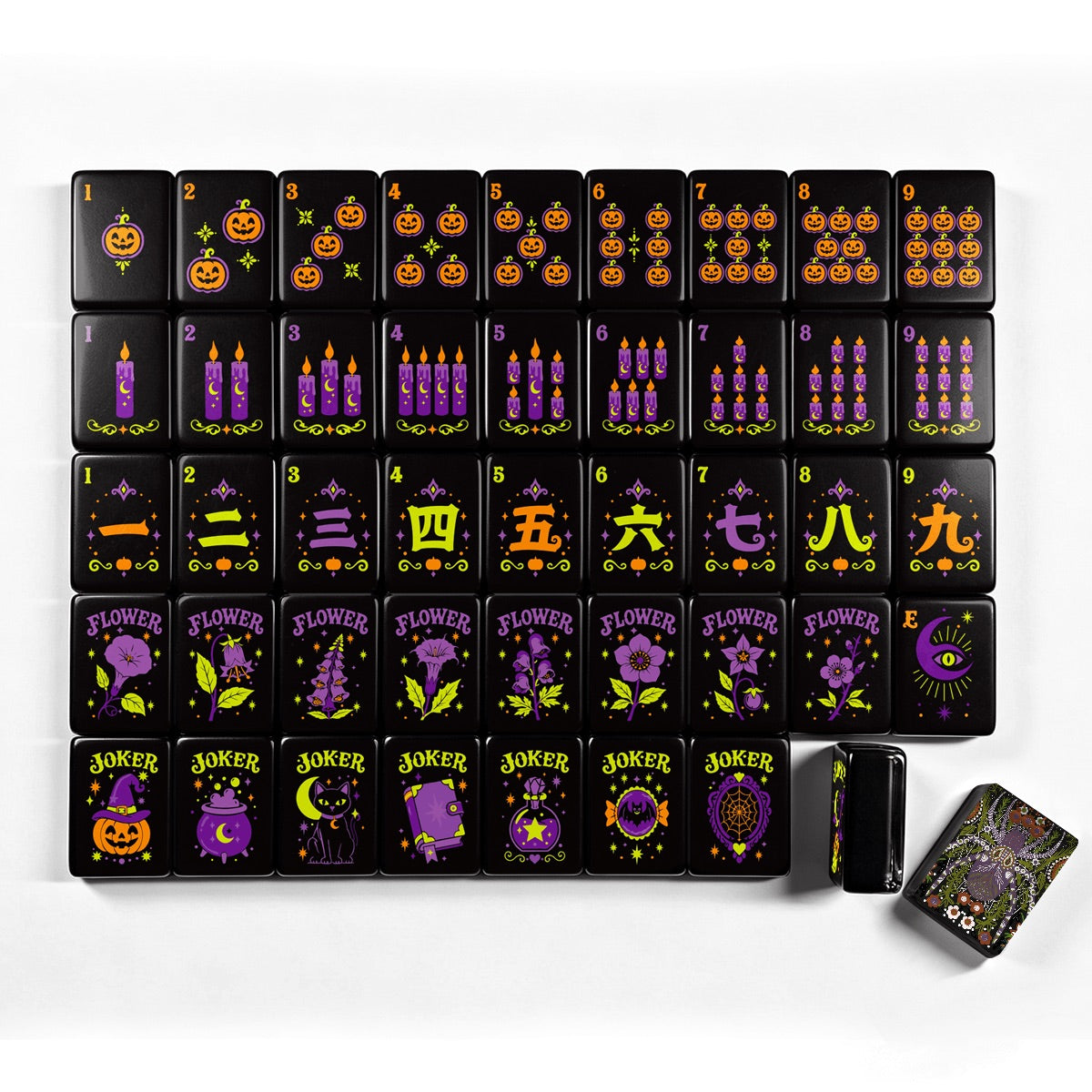 Folksie Spider Pumpkin Hex Halloween Mahjong Tiles