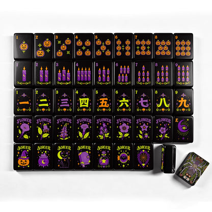 Folksie Spider Pumpkin Hex Halloween Mahjong Tiles