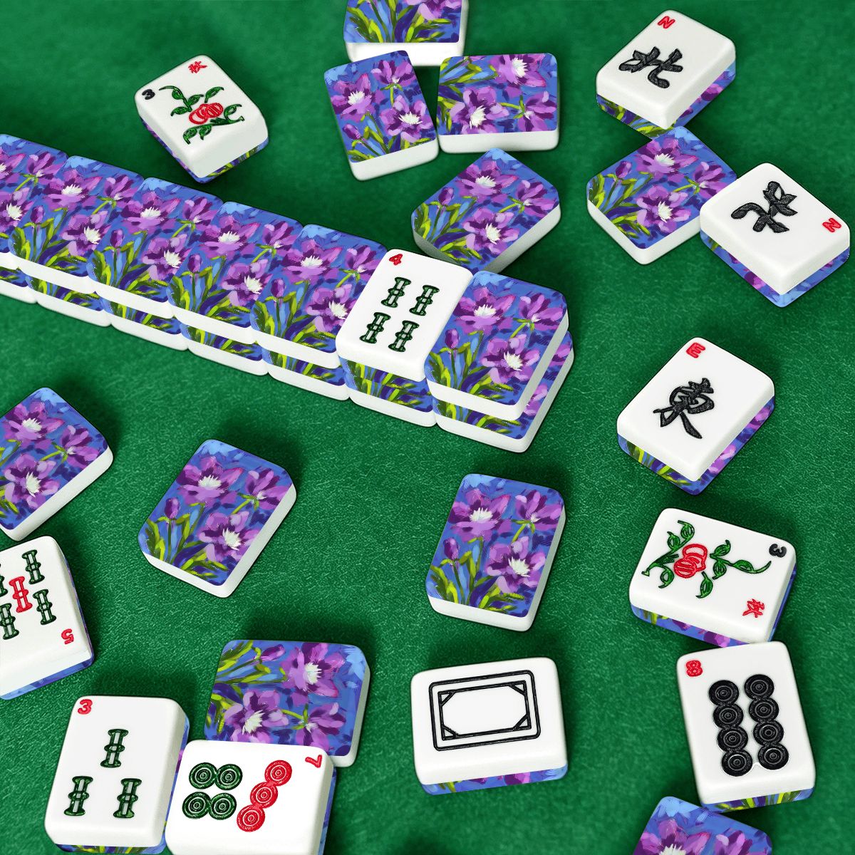 Purple floral American Mahjong Tiles