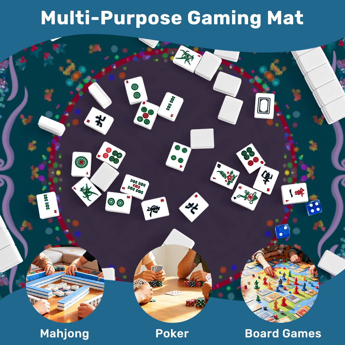 Thickened Mahjong Mat SleekSurface (Ship Rolled Up) Yuletide- 4 colorways