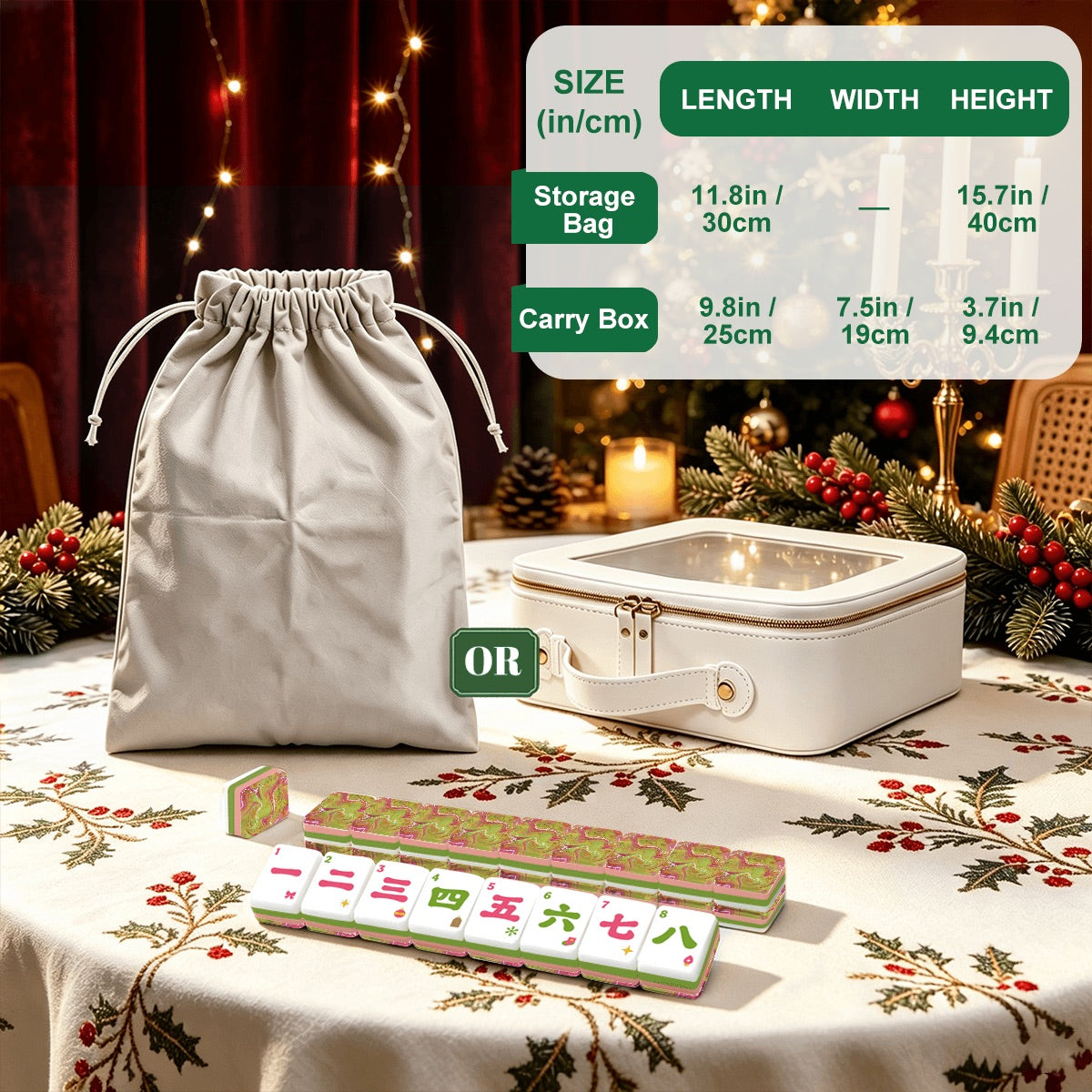 Preppy Pink Christmas Mahjong Tiles -Abstract back options