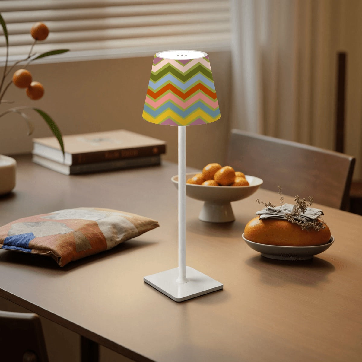 LED Cordless Table Lamp in Vintage Party ware