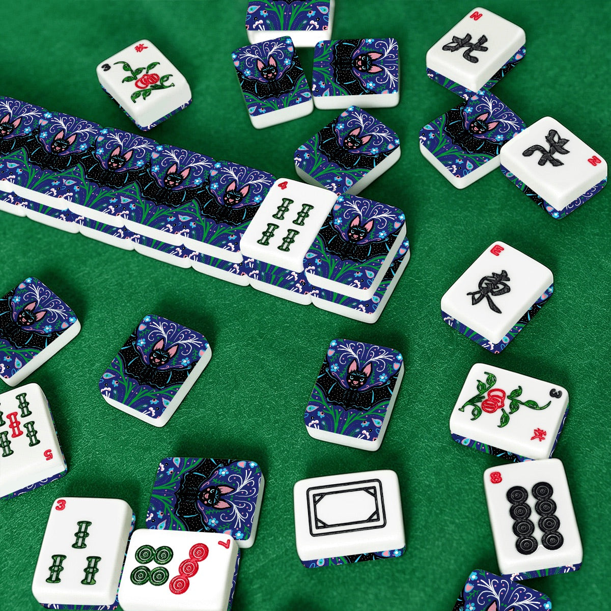 Folk Batty American Mahjong Tiles