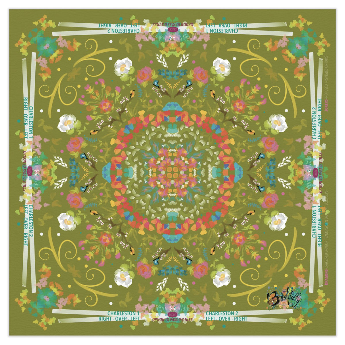 2026 Spring on Green Vegan Leather Mahjong Mat