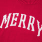 Fiery Red MERRY Letter Pattern Christmas Holiday Baggy Sweater