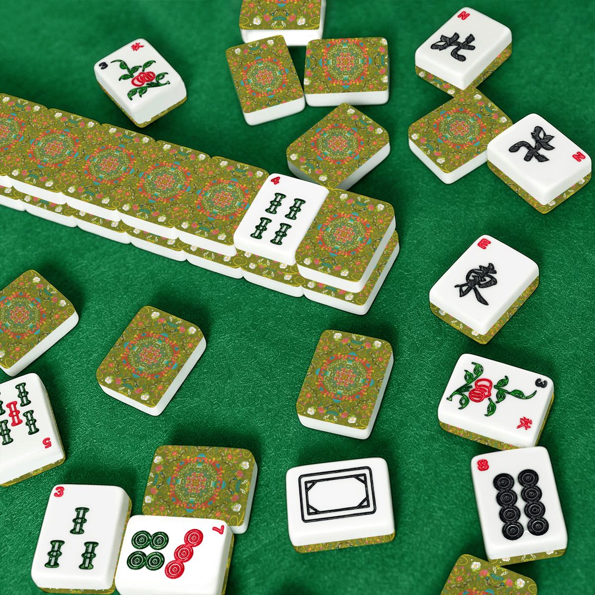 Spring on Green American Mahjong Tiles