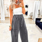 Medium Grey Mineral Wash Knot High Waist Raw Hem Pants
