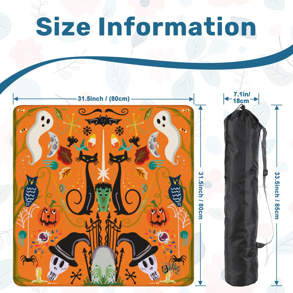 Folk art Halloween-Mahjong Mat 31.5"x31.5" (Ship Rolled up)