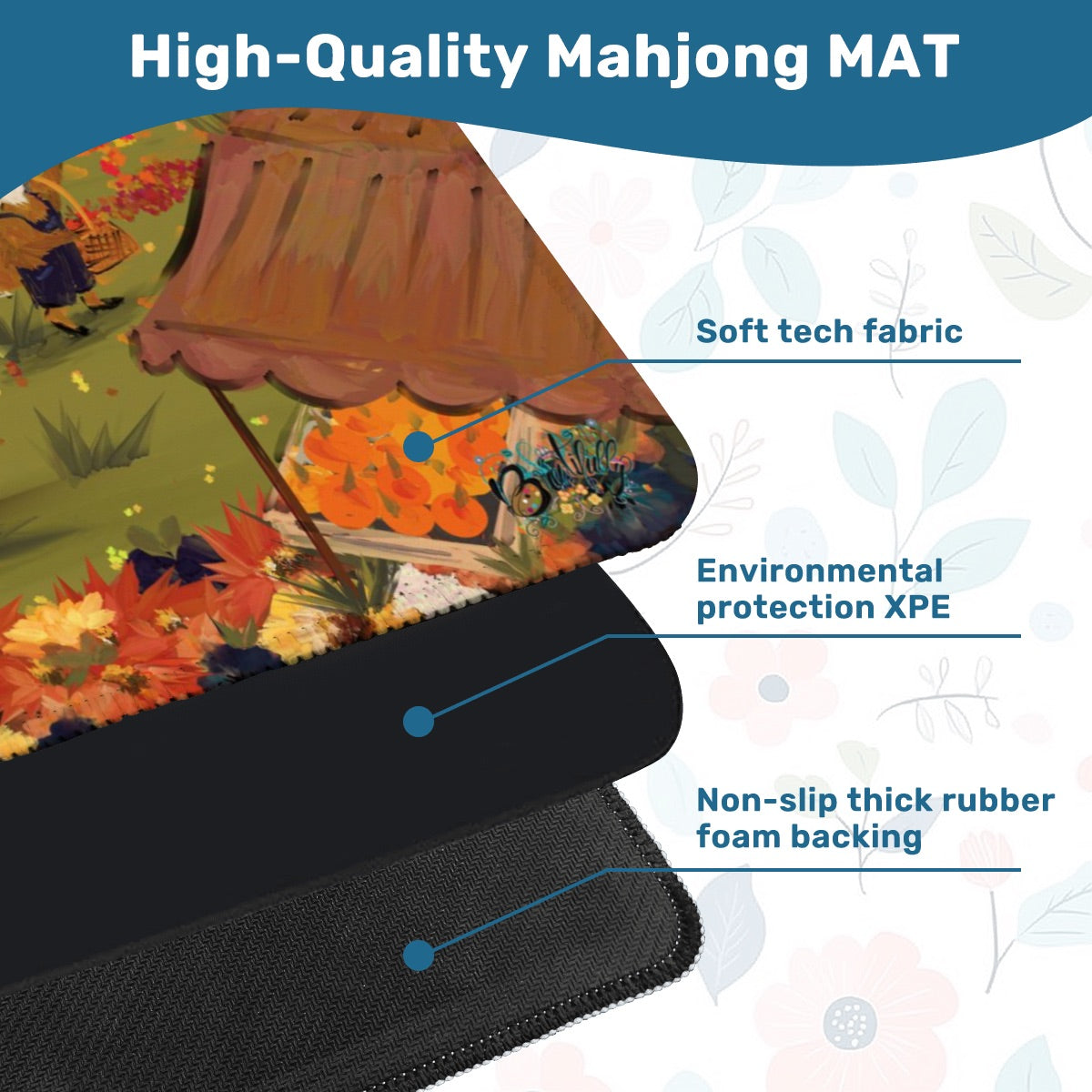 Apple pickin’ - Mahjong Mat soft/smooth 33"x33" (Ship Rolled up) - Special price Autumn Season Mat