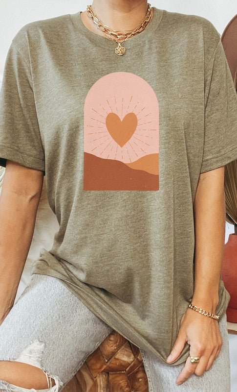 Boho Heart Sunrise Valentine PLUS SIZE Graphic Tee