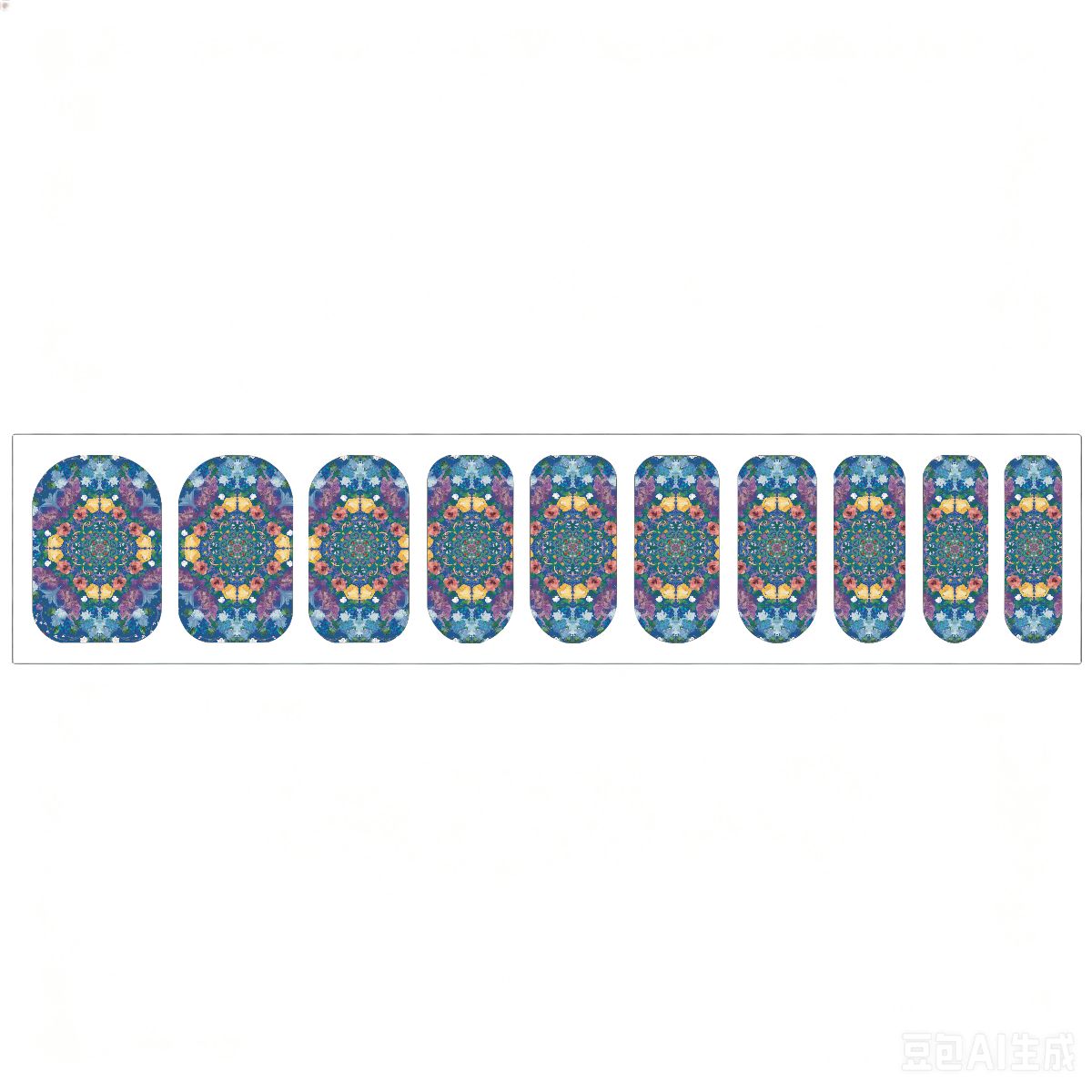 Blue Gardening Nail Stickers 100 Pcs