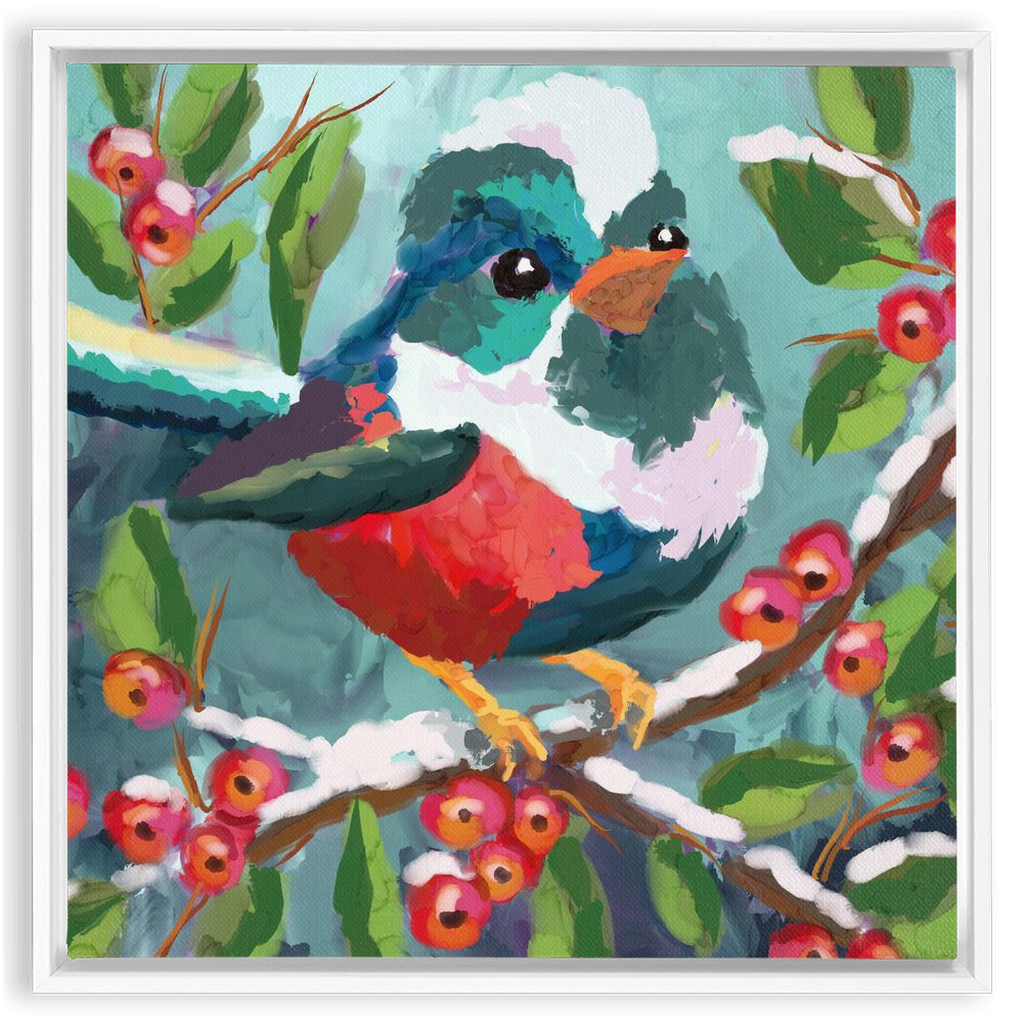 Magical Winter bird Framed Canvas Wraps-powered by Artivive