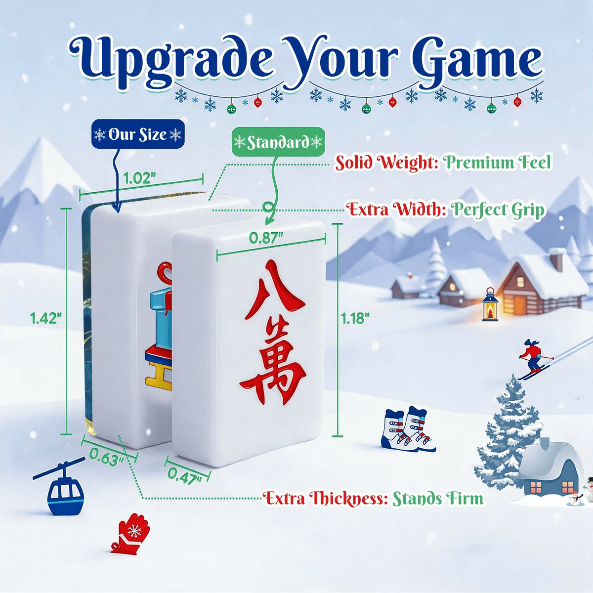 Alpine Slopes Christmas Mahjong Tiles Geode series in blue