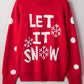 Red Dahlia LET IT SNOW Christmas Dotty Sleeve Loose Sweater