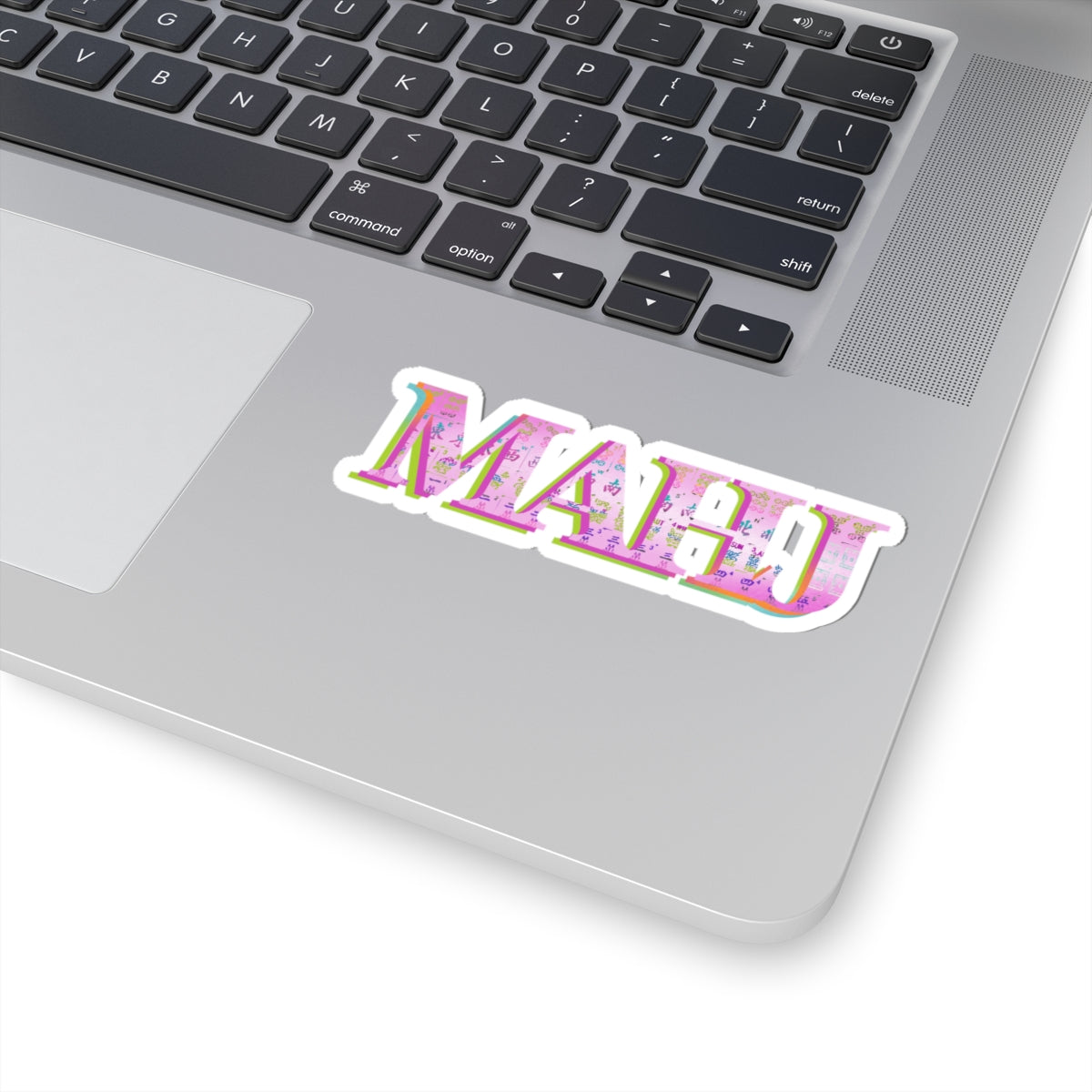 MAHJ Pink Retro Name Sticker — Kiss-Cut Decorative Laptop Sticker