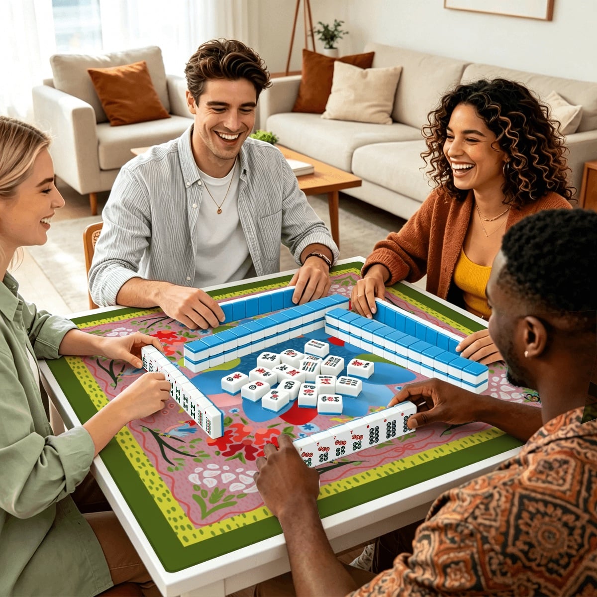 Mahjong Mat SleekSurface Bright birds and florals
