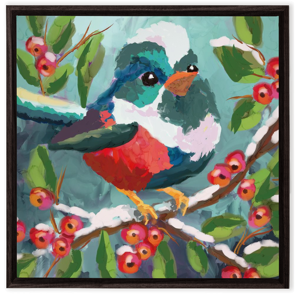 Magical Winter bird Framed Canvas Wraps-powered by Artivive