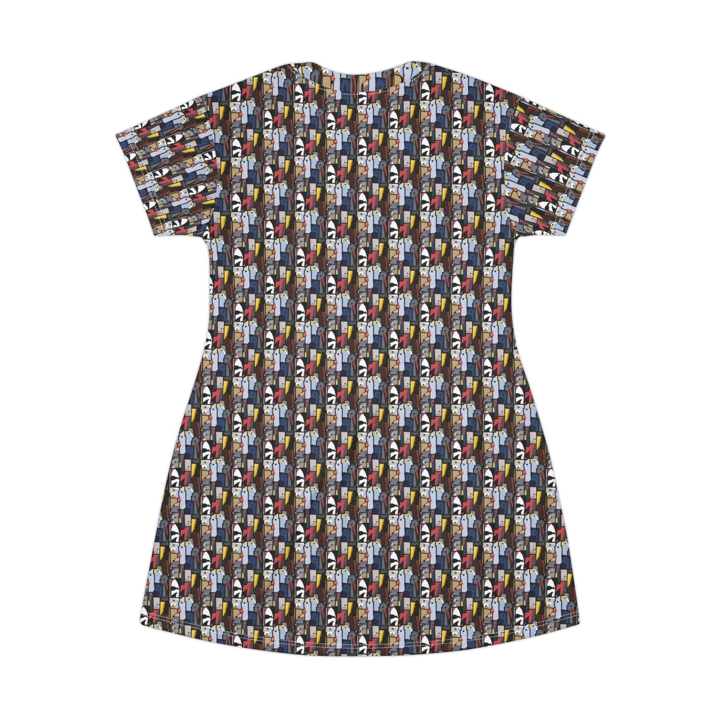 CAK bird dress All-Over Print T-Shirt Dress — Colorful Abstract Patterned Casual Dress