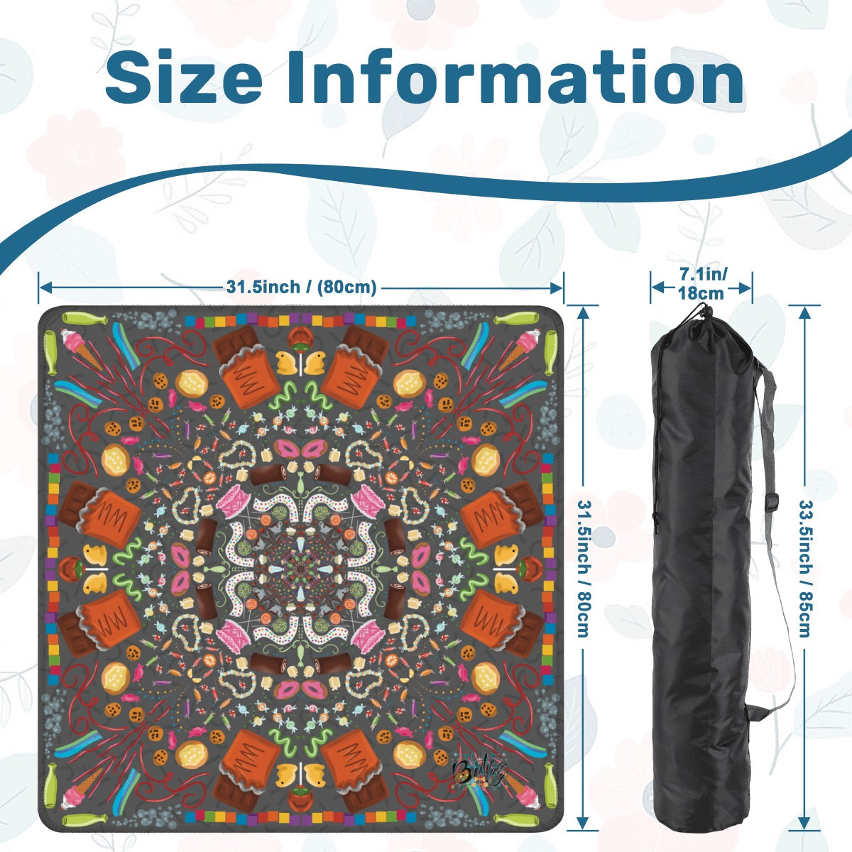 Candy is Dandy on Grey-Mahjong Mat 31.5"x31.5" (Ship Rolled up)