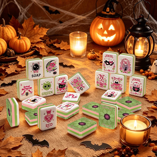 Witch's Familiar yarn knots and cats Halloween Mahjong Tiles