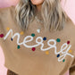 Smoke Gray Merry Colorful Dot Detail Christmas Dolman Sweater