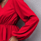 V-Neck Balloon Sleeve Peplum Blouse