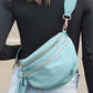 Light Blue Wide Strap Double Zipper Crossbody Bag
