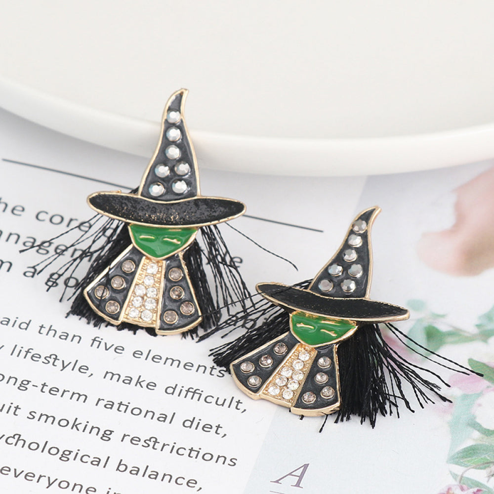 Witch Rhinestone Alloy Earrings