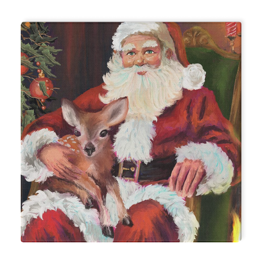 Magical Santa with baby deer Canvas Wraps-unframed, powered by Artivive