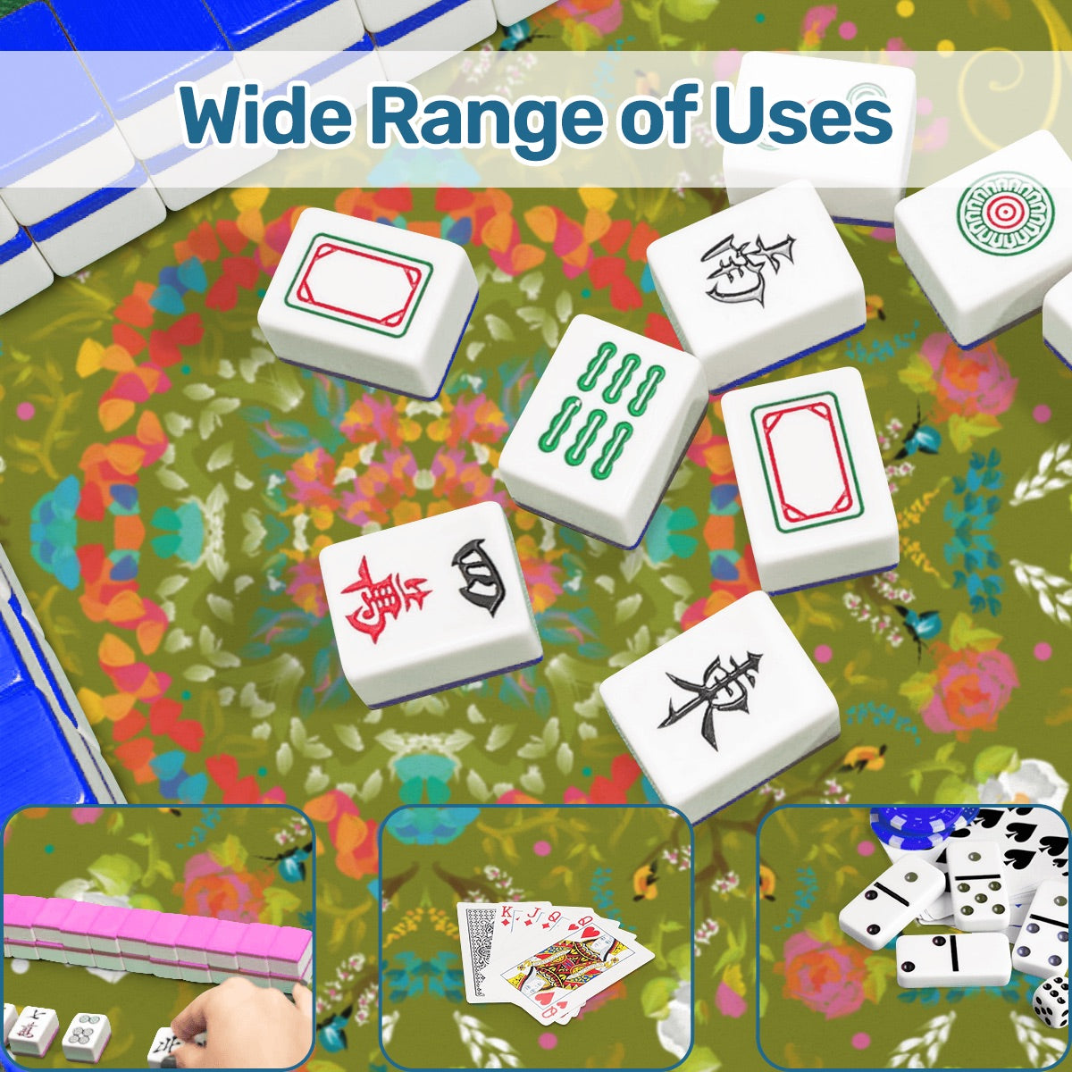 Mahjong Mat (Made in USA) Spring on Green w instructions