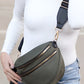 Light Blue Wide Strap Double Zipper Crossbody Bag