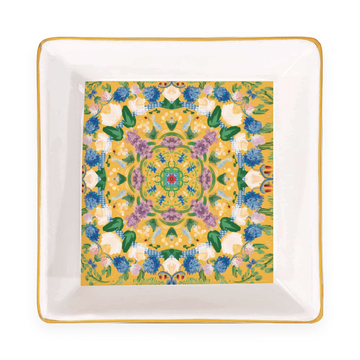 Gold Trim Dice Dish- variety of patterns