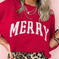 Fiery Red MERRY Letter Pattern Christmas Holiday Baggy Sweater