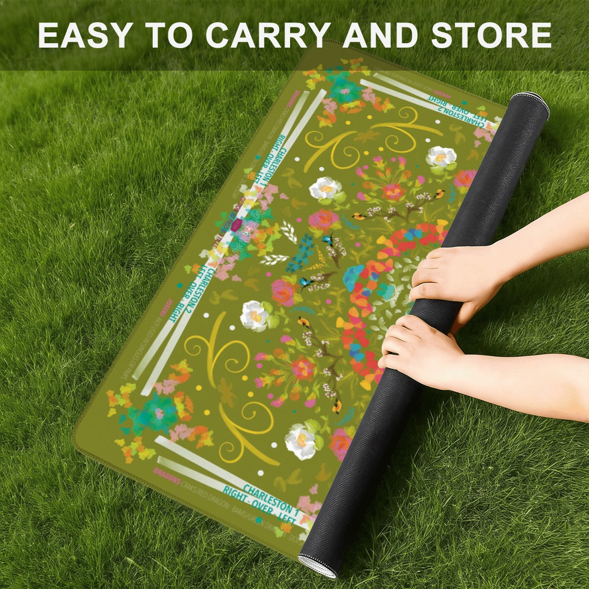 2026 Spring Green Mini Travel Mahjong Mat with directions-20.9"x20.9" (Ship Rolled up)